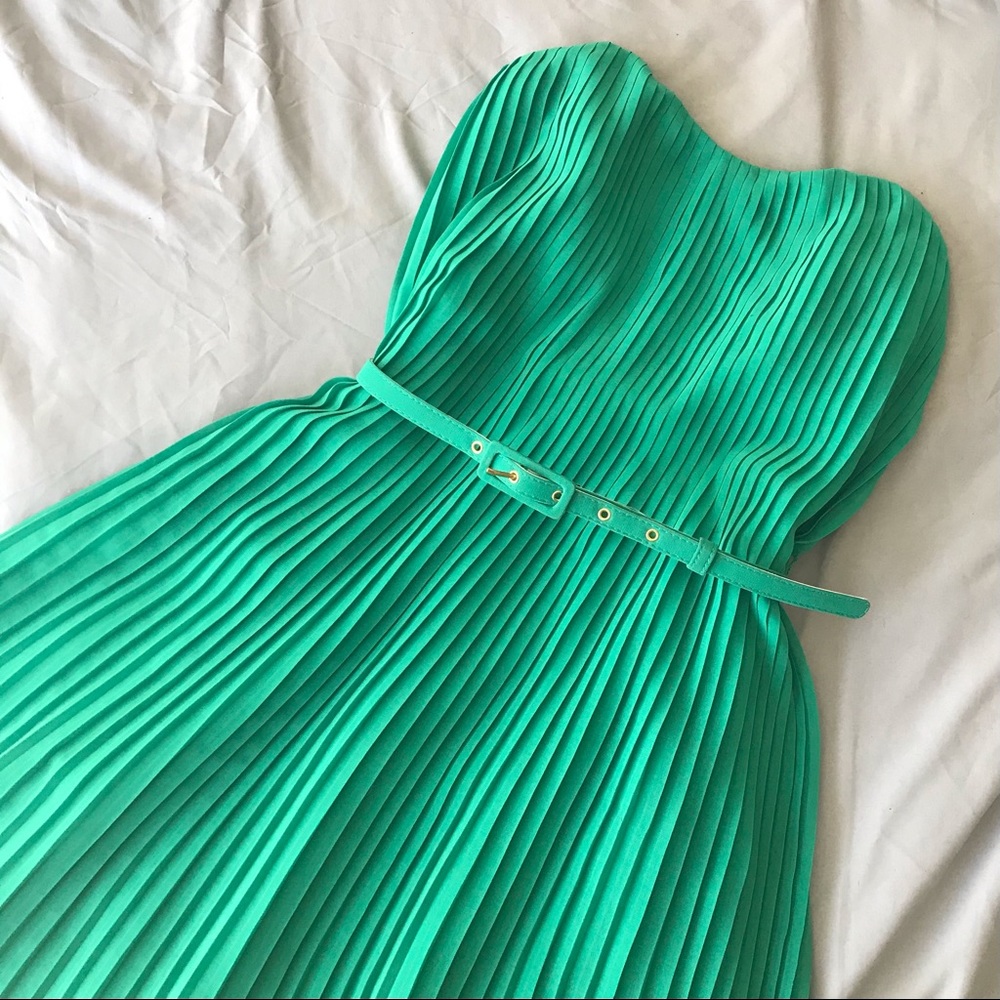 *sold* French Connection green pleated dress